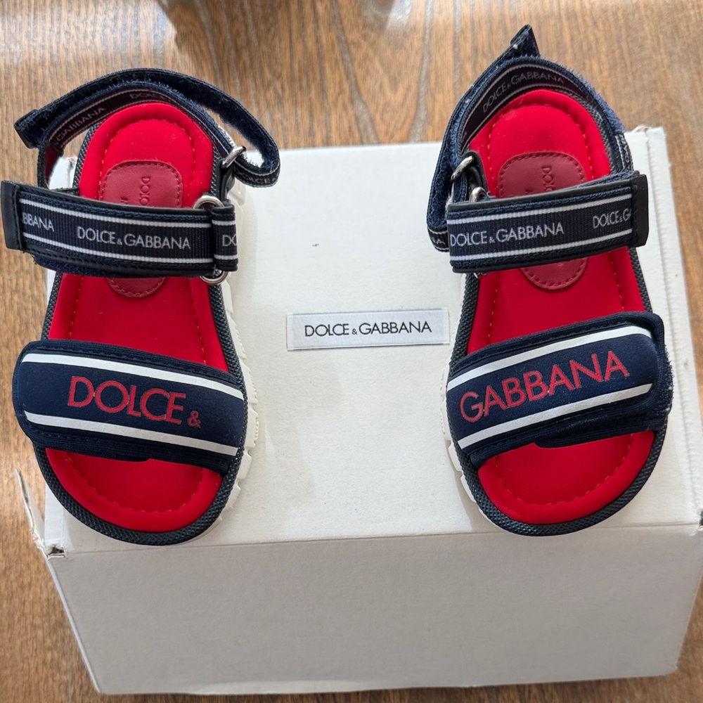 Dolce & Gabbana Kids Red and Navy Sandals